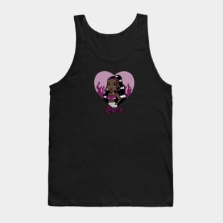 (white) Queen Doll girl Dark Purple-Heart Tank Top